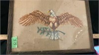Eagle Needlepoint, Framed 12x17
