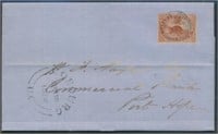 CANADA #4 ON FOLDED LETTER USED FINE-VF