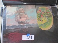 2 Vintage Prints--Tall Ship & Fairy