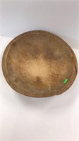11 inch round wooden bowl, cracked