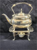 VINTAGE SILVER PLATED FOOTED TEA POT KETTLE W/ ...