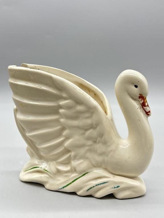 Vintage 1940's McCoy Pottery White Swan Planter