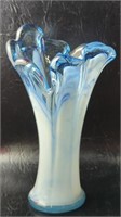 Mid Century Blue & White Swirl Swung Vase