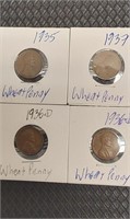 1935,1937,1936,1936 wheat pennies