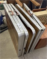 (3) Mid Century Modern Faux Wood Folding Tables.