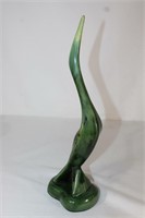 Unmarked Mid-Century Green Ceramic Bird/Egret?