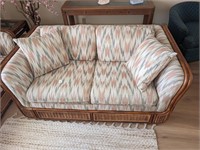 Rattan Sofa & Love Seat Gray & Peach