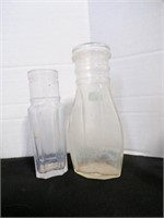 2 vintage glass condiment bottles