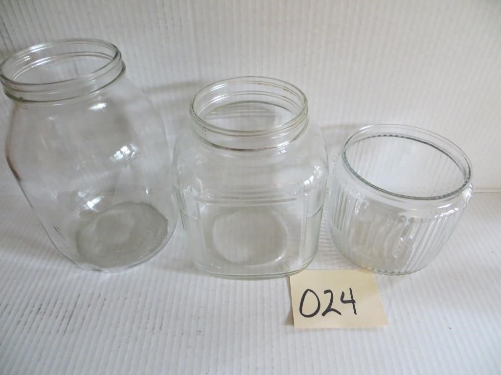 Three Large Glass Store Containers