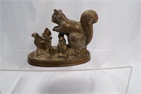 Brass Family of Squirrels Statue