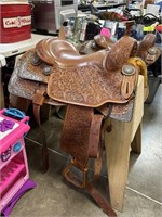 STERLING SILVER OVERLAID LEATHER SHOW SADDLE NOTE