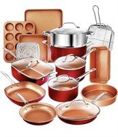 GOTHAM STEEL RED POTS AND PANS SET NONSTICK, 20