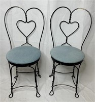 2 Antique Twisted Iron Ice Cream Parlor Chairs