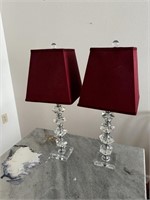 2 Red Shade Table Lamps