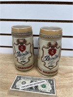 2 Strohs beer advertising steins mugs