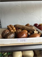 Flat of wooden vegetables