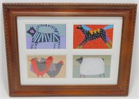 * Folk Art Style Print of Farm Animals: Kitty,