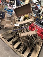 HALF PALLET--WIRE WASTEBASKET, BIRD CAGE, STOOL