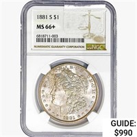 1881-S Morgan Silver Dollar NGC MS66+