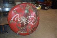 Weathered Original Metal Coca Cola Button Sign