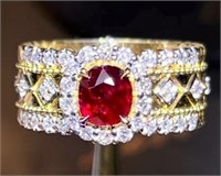 18Kt Gold Pigeon Blood Red Ruby Ring
