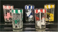 1940s Libbey Ring Circus Carnival Glasses