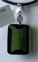 $4000. 14kt. Green Tourmaline (12.70ct) Necklace