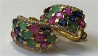 $400. St. Sil. Sapphire, Emerald & Ruby Earrings