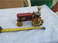 Vintage Cast Iron Tractor w/ Driver