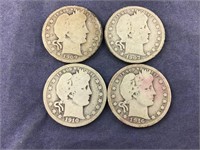 Four Barber Silver Quarters