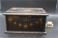 Wood box with painted roses