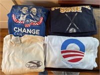 4 tshirts - 2 political Barack Obama, hockey