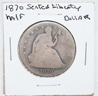 COIN - 1870 SEATED LIBERTY HALF DOLLAR