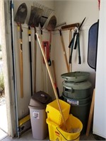 651- Yard Tools, Trash Cans, Mop Bucket & More