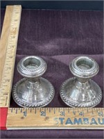 Pair Sterling silver weighted candlestick holders
