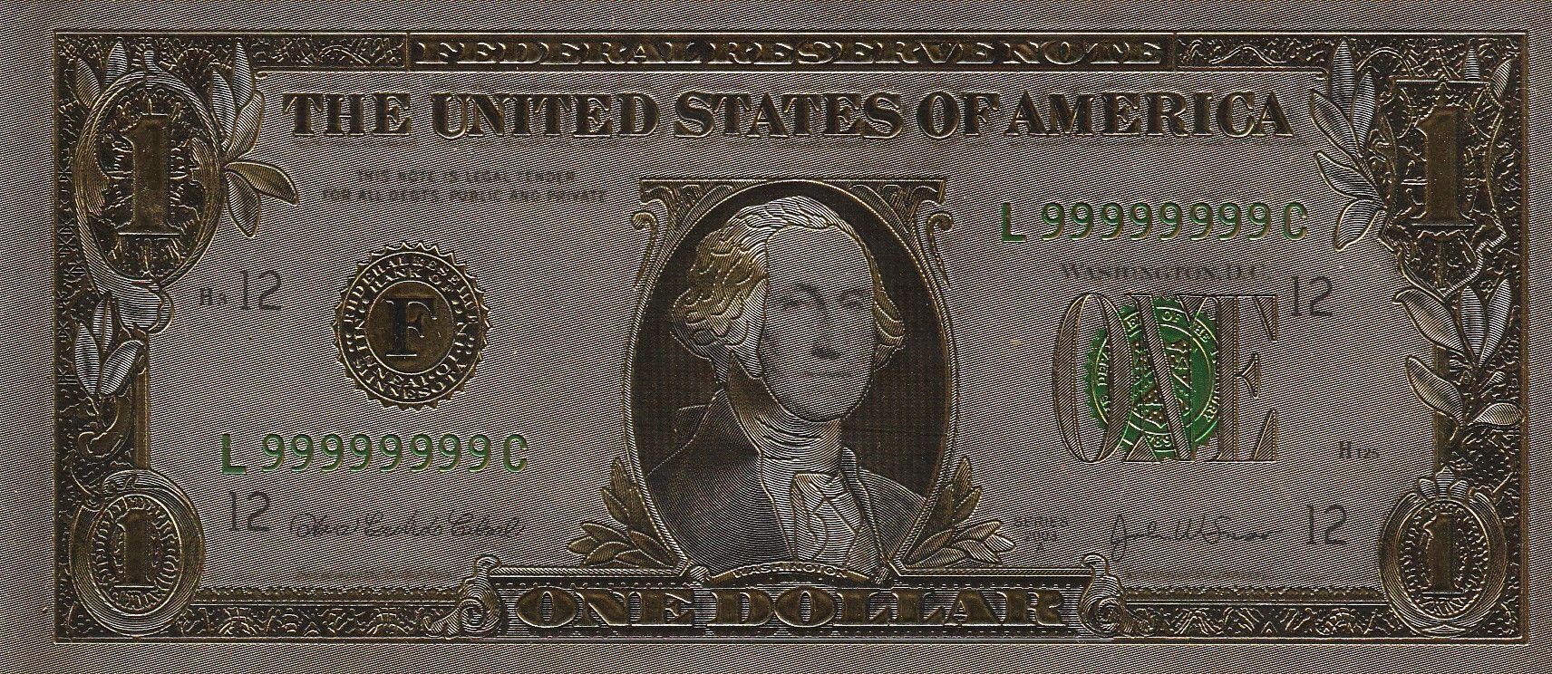 Gold Toned US Bank Note Facsimiles