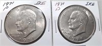1971 P&D Ike Dollar Coins