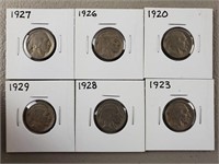 6ct Buffalo Nickels 1920-1929
