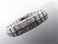 Platinum Antique Diamond Line Bracelet, 7CT+
