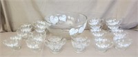 Vintage Punch Bowl with Cups Sugar & Creamer