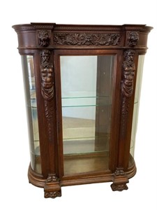 Magnificent Carved Oak China Cabinet