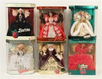 Six Special Edition Happy Holidays Barbies