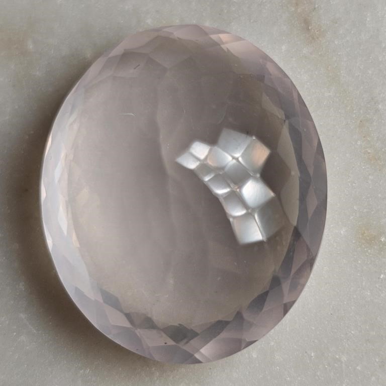 CERT 25.48 Ct Faceted Rose Quartz, Oval Shape, IDT