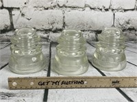 (3) Antique Clear HEMINGRAY-45 Glass Insulators