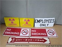 6 METAL AND PLASTIC SIGNS