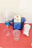 Vintage small blue pitcher and more