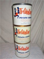 3 Vintage The Chip King Potato Chip Tins