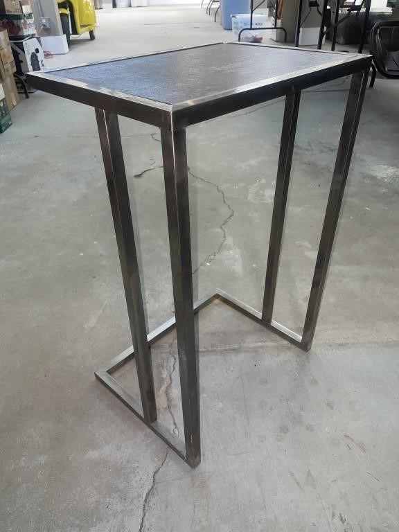 Stainless Steel end/side Table. Approx. 16” x 12”