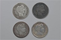 4 - Liberty Head Barber Dimes (02,10d,15,16)