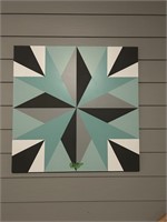3'x3' Barn Quilt Black, Grey and Blue